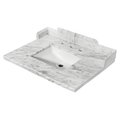 Kingston Brass 30 x 22 Carrara Marble Vanity Top with Rectangular Sink, Carrara White KMS3022M38SQ